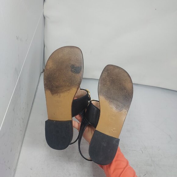 GUCCI Black Baby Horsebit Thong Flat Leather Sandal - Picture 2 of 10